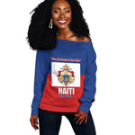 Personalised Second Empire of Haiti 1849-1859 Off Shoulder Sweater Anpi an Ayiti Flag Style