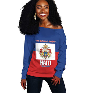 Personalised Second Empire of Haiti 1849-1859 Off Shoulder Sweater Anpi an Ayiti Flag Style