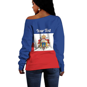 Personalised Second Empire of Haiti 1849-1859 Off Shoulder Sweater Anpi an Ayiti Flag Style