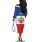 Personalised Second Empire of Haiti 1849-1859 Off The Shoulder Long Sleeve Dress Anpi an Ayiti Flag Style