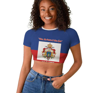 Personalised Second Empire of Haiti 1849-1859 Raglan Cropped T shirt Anpi an Ayiti Flag Style