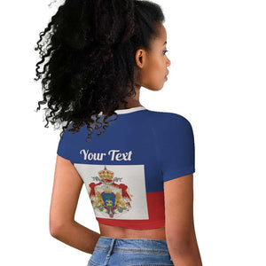Personalised Second Empire of Haiti 1849-1859 Raglan Cropped T shirt Anpi an Ayiti Flag Style