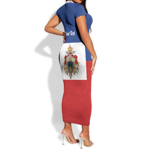 Personalised Second Empire of Haiti 1849-1859 Short Sleeve Bodycon Dress Anpi an Ayiti Flag Style LT14