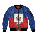 Personalised Second Empire of Haiti 1849-1859 Sleeve Zip Bomber Jacket Anpi an Ayiti Flag Style