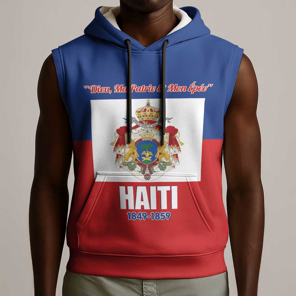 Personalised Second Empire of Haiti 1849-1859 Sleeveless Hoodie Anpi an Ayiti Flag Style - African Pride