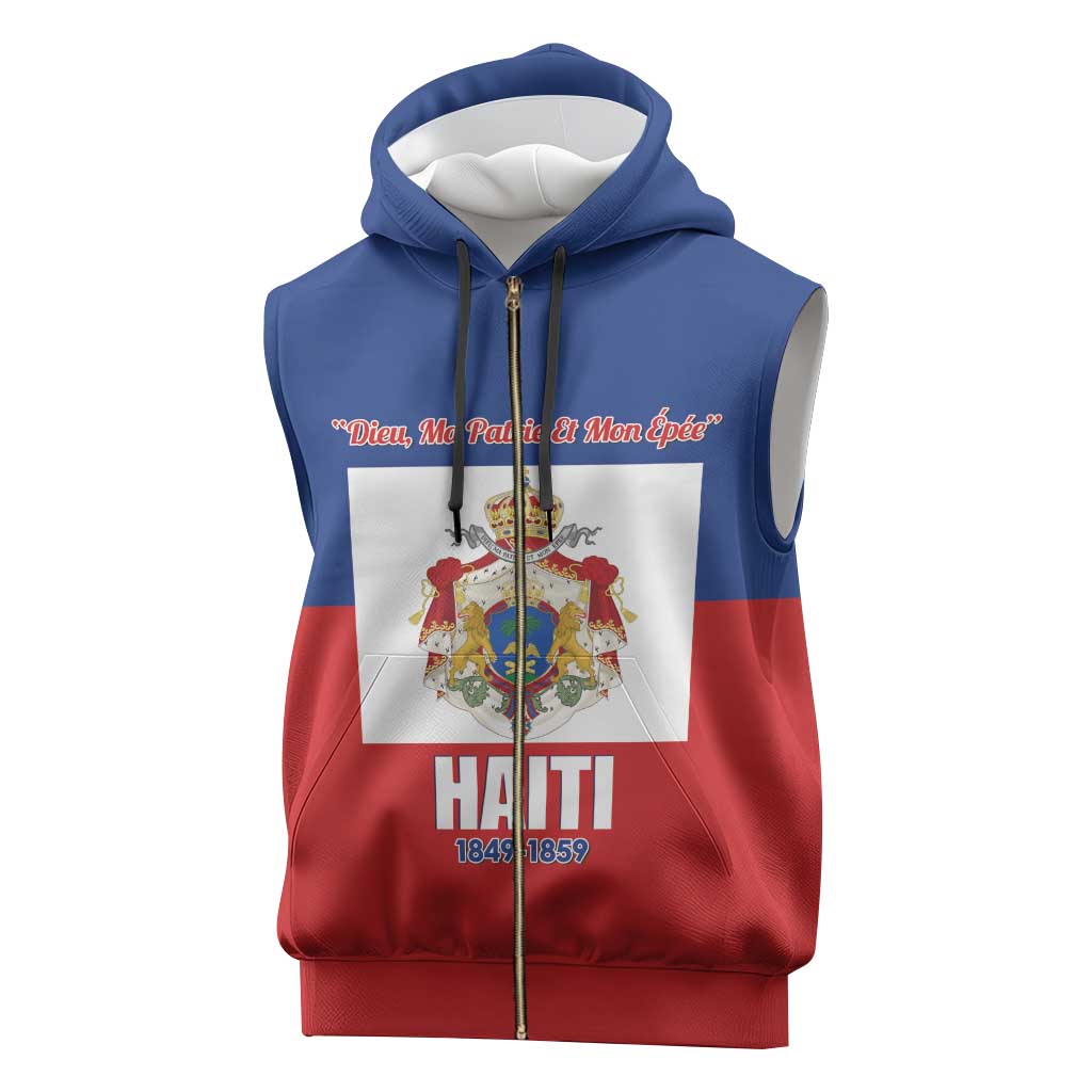 Personalised Second Empire of Haiti 1849-1859 Sleeveless Zip Hoodie Anpi an Ayiti Flag Style - African Pride
