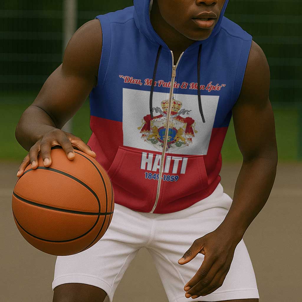 Personalised Second Empire of Haiti 1849-1859 Sleeveless Zip Hoodie Anpi an Ayiti Flag Style - African Pride