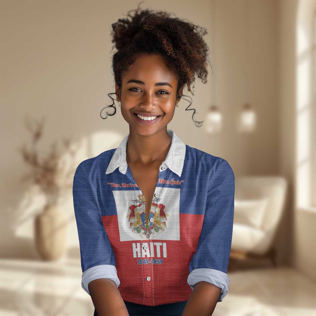 Personalised Second Empire of Haiti 1849-1859 Women Casual Shirt Anpi an Ayiti Flag Style