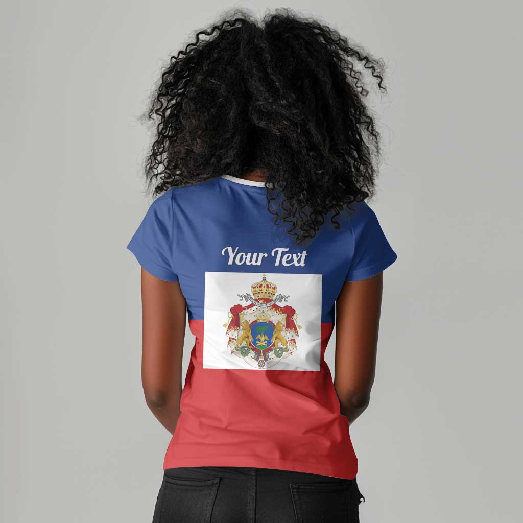 Personalised Second Empire of Haiti 1849-1859 Women V-Neck T-Shirt Anpi an Ayiti Flag Style