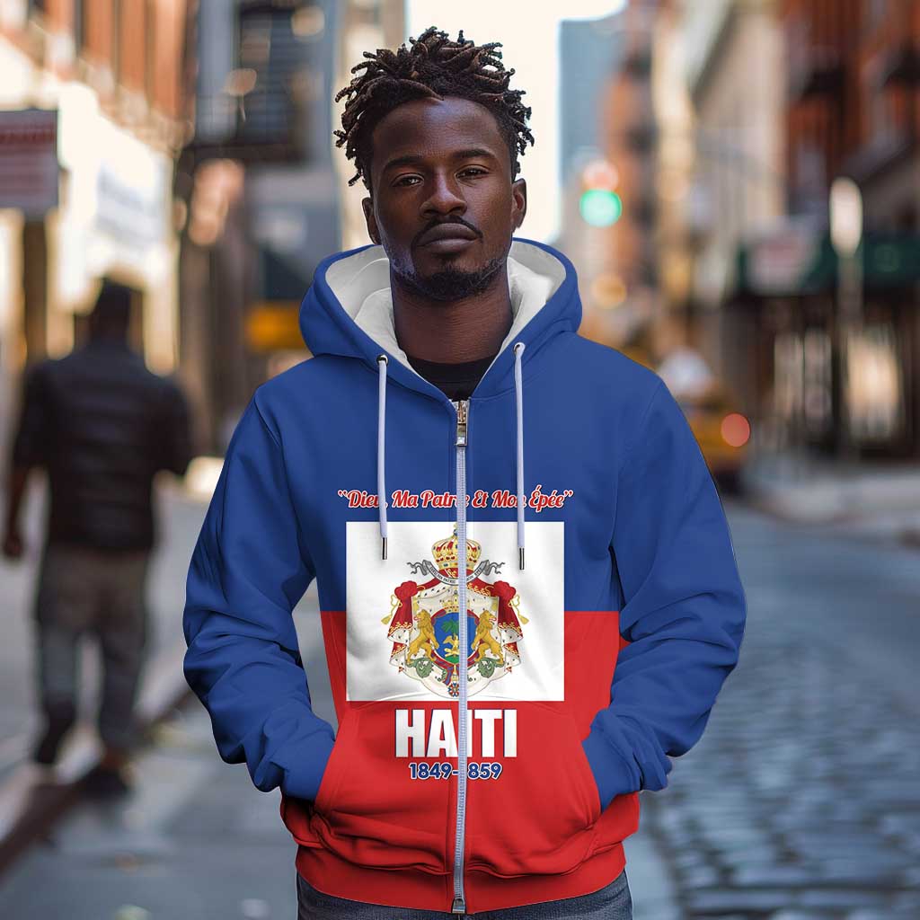 Personalised Second Empire of Haiti 1849-1859 Zip Hoodie Anpi an Ayiti Flag Style