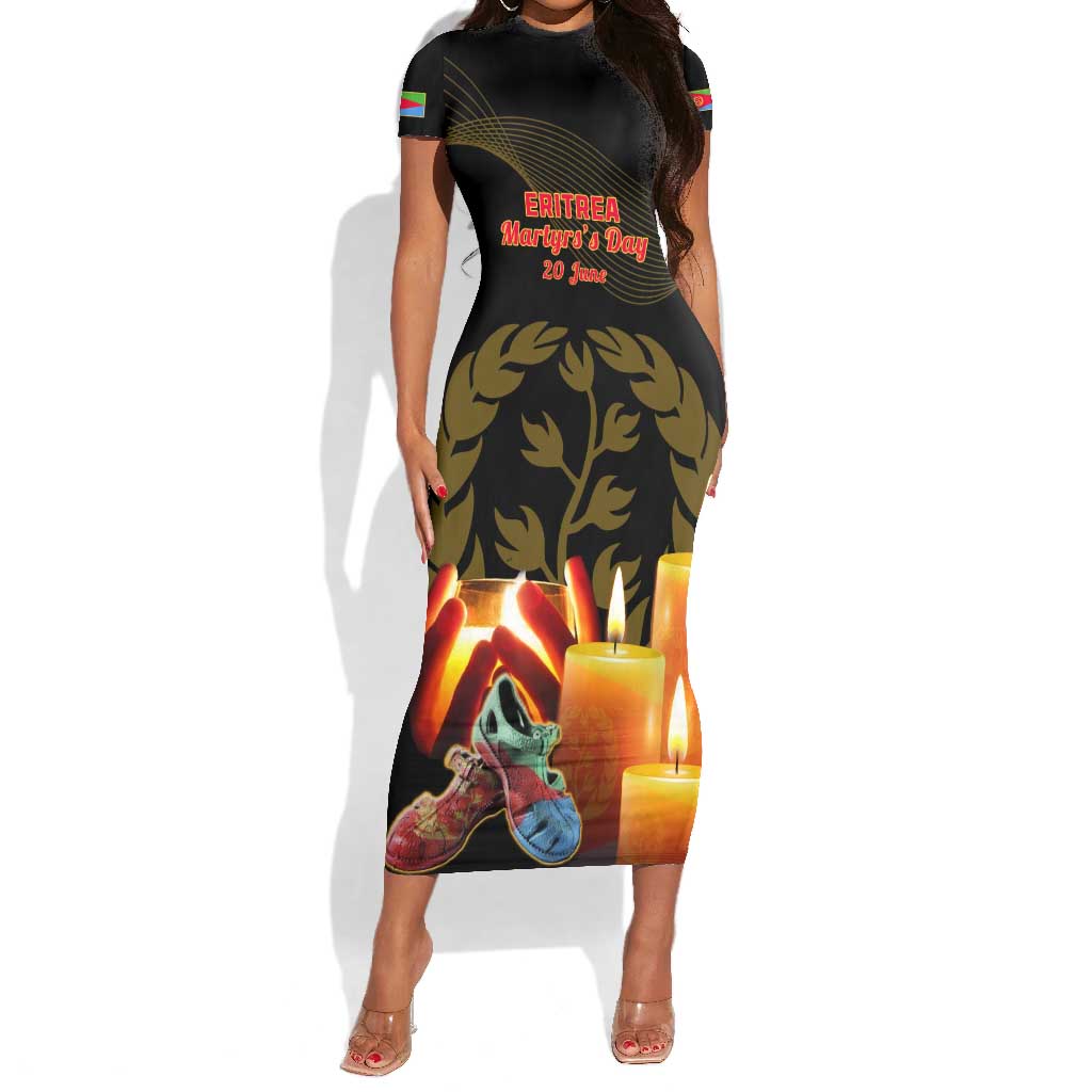 Personalised 20 June Eritrea Martyrs Day Short Sleeve Bodycon Dress Glory To Our Martyrs LT14