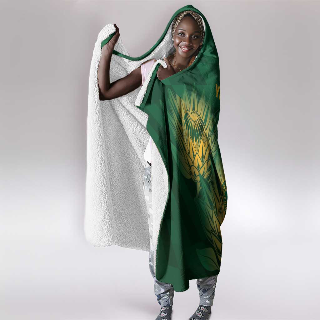 Custom South Africa Cricket Hooded Blanket Go Champions Proteas