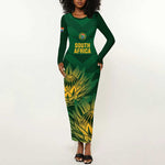 Custom South Africa Cricket Long Sleeve Bodycon Dress Go Champions Proteas LT14