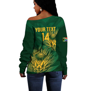 Custom South Africa Cricket Off Shoulder Sweater Go Champions Proteas
