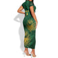 Custom South Africa Cricket Short Sleeve Bodycon Dress Go Champions Proteas LT14