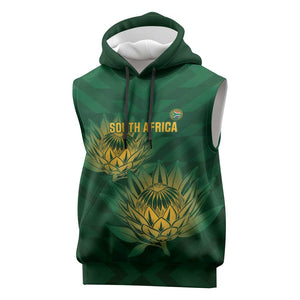 Custom South Africa Cricket Sleeveless Hoodie Go Champions Proteas - African Pride