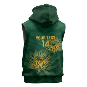 Custom South Africa Cricket Sleeveless Hoodie Go Champions Proteas - African Pride
