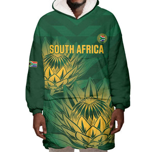 Custom South Africa Cricket Wearable Blanket Hoodie Go Champions Proteas