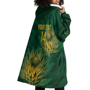 Custom South Africa Cricket Wearable Blanket Hoodie Go Champions Proteas