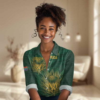 Custom South Africa Cricket Women Casual Shirt Go Champions Proteas LT14