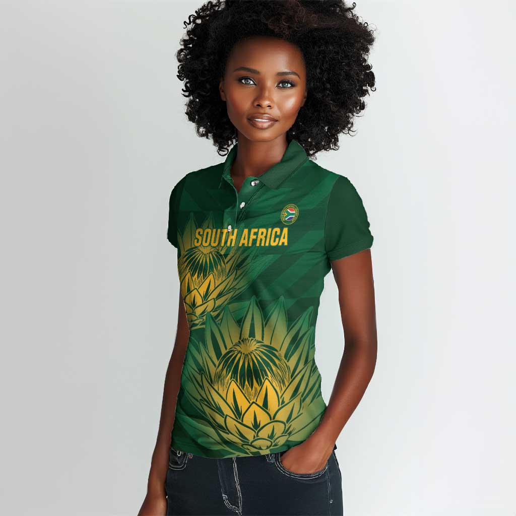 Custom South Africa Cricket Women Polo Shirt Go Champions Proteas