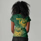 Custom South Africa Cricket Women V-Neck T-Shirt Go Champions Proteas