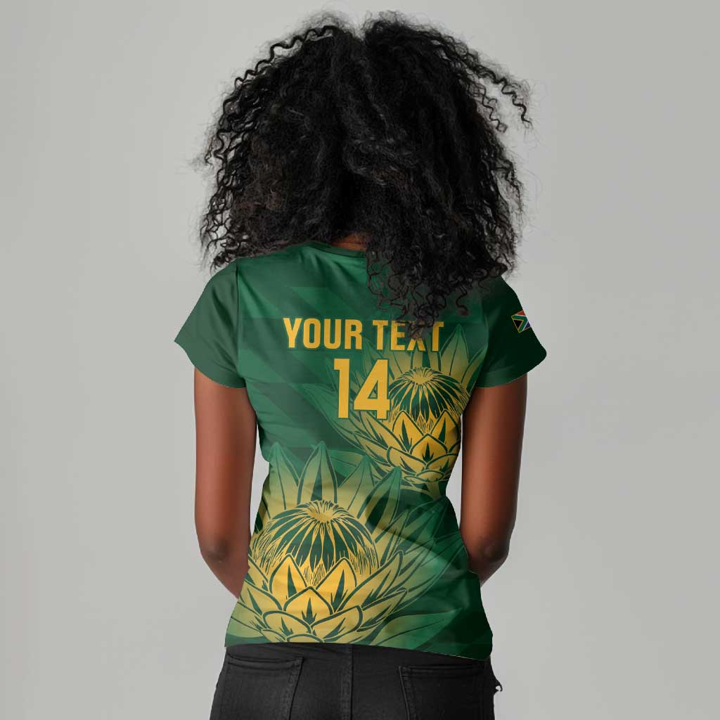 Custom South Africa Cricket Women V-Neck T-Shirt Go Champions Proteas