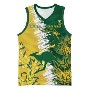 Custom South Africa And Australia Basketball Jersey Aussies Proteas Together - Cricket Style - African Pride