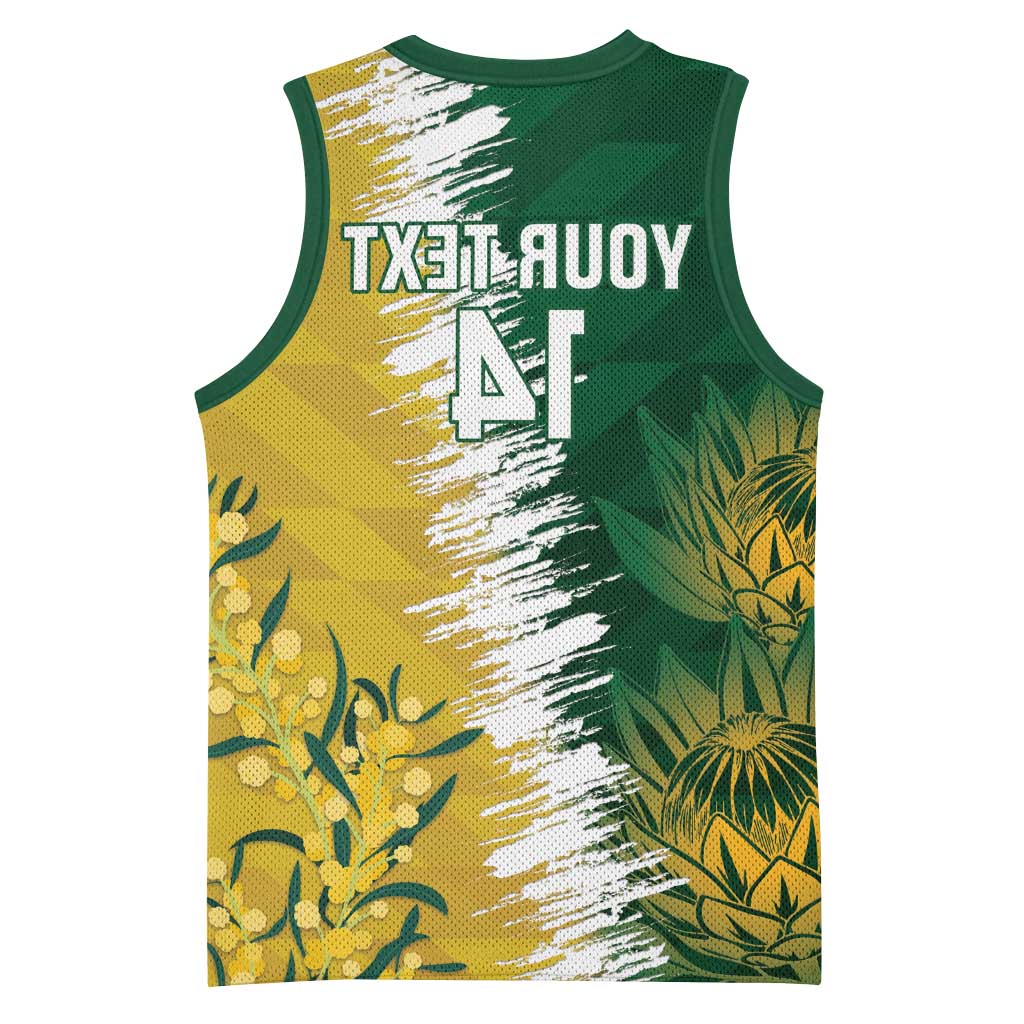 Custom South Africa And Australia Basketball Jersey Aussies Proteas Together - Cricket Style - African Pride