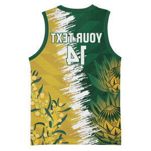 Custom South Africa And Australia Basketball Jersey Aussies Proteas Together - Cricket Style - African Pride