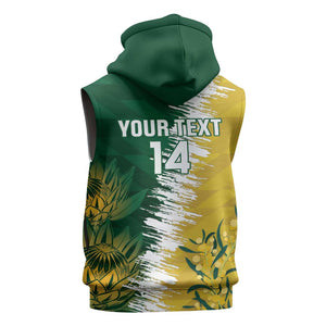 Custom South Africa And Australia Sleeveless Hoodie Aussies Proteas Together - Cricket Style - African Pride