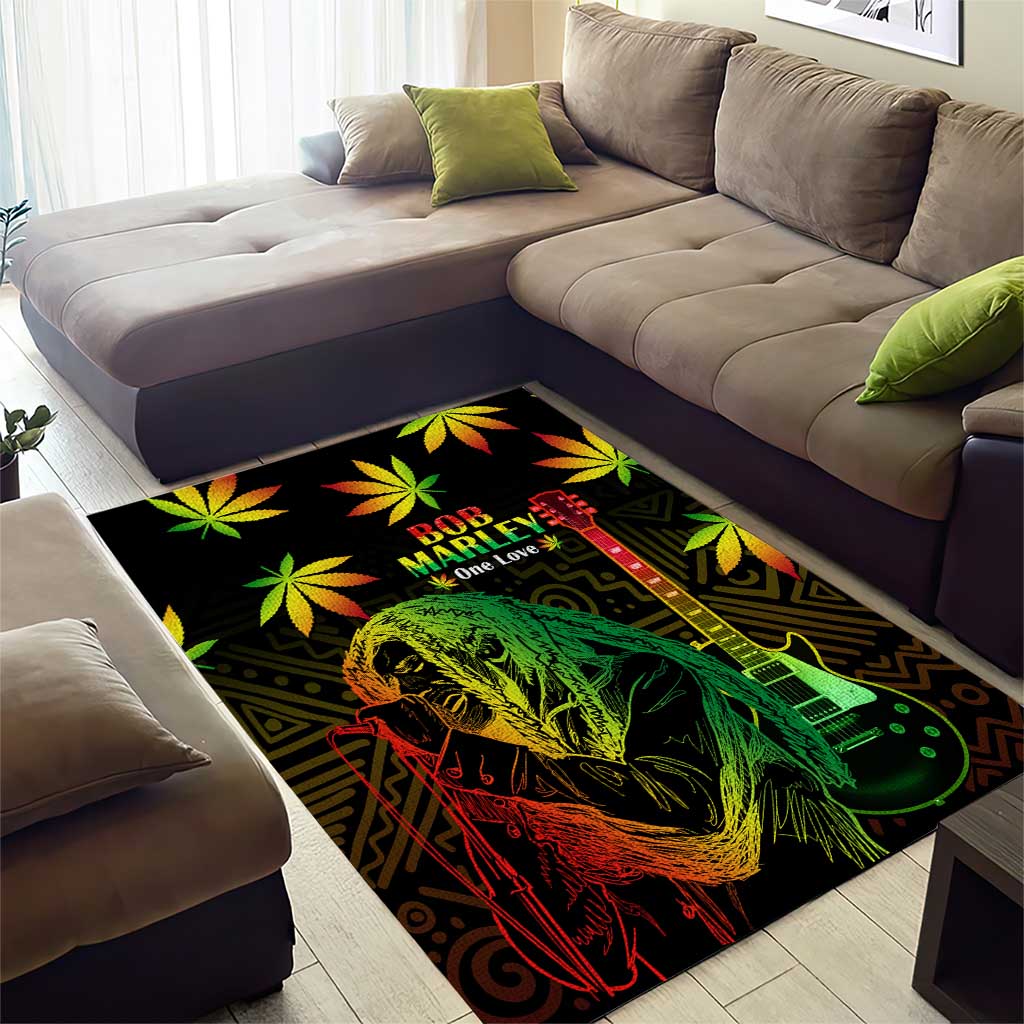 Afro Jamaica Legend Bob Day Area Rug One Love Jamaican Reggae African Pattern