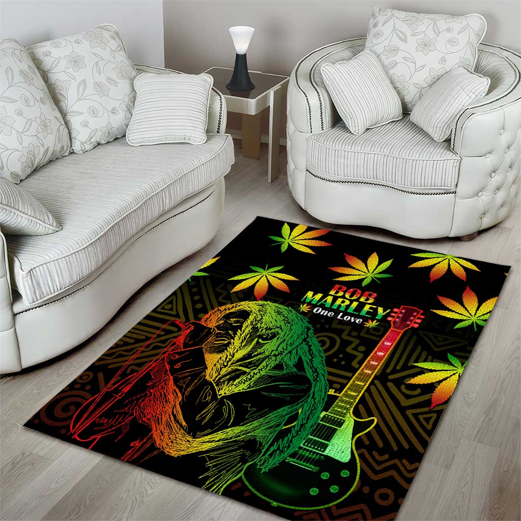 Afro Jamaica Legend Bob Day Area Rug One Love Jamaican Reggae African Pattern