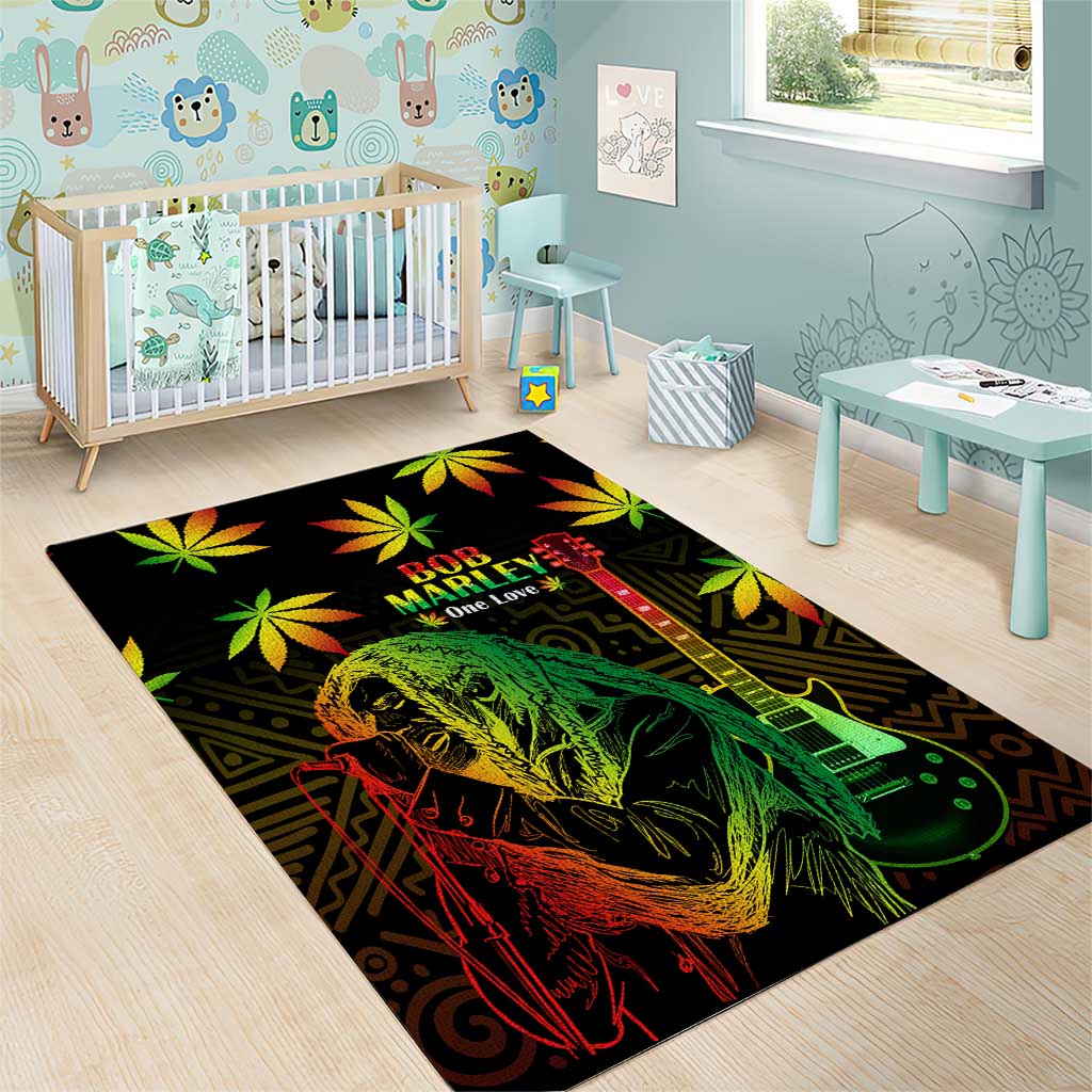 Afro Jamaica Legend Bob Day Area Rug One Love Jamaican Reggae African Pattern