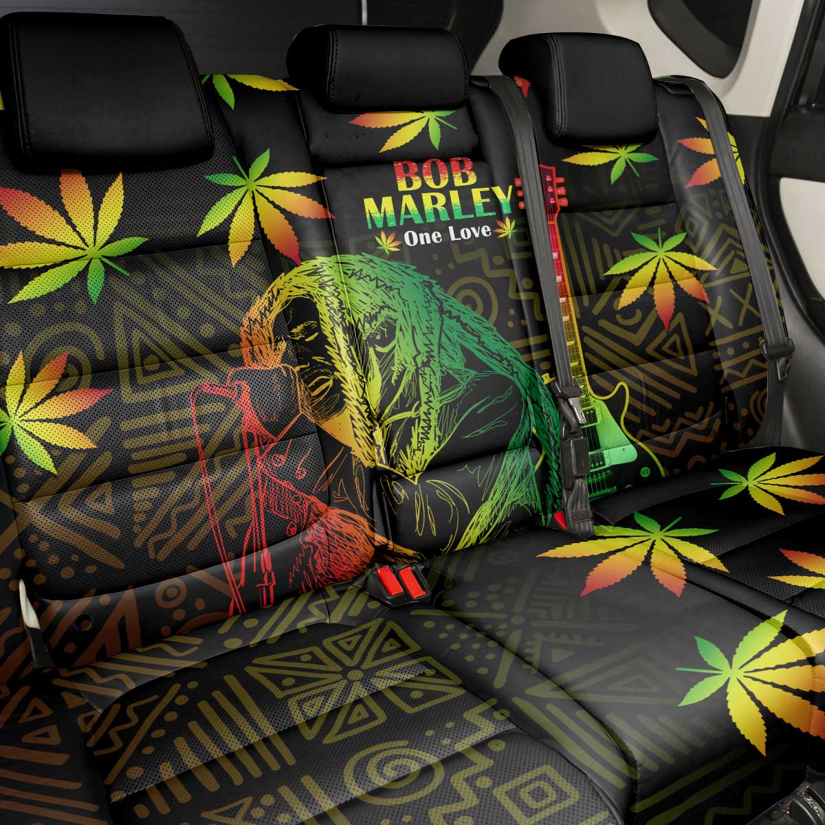 Afro Jamaica Legend Bob Day Back Car Seat Cover One Love Jamaican Reggae African Pattern