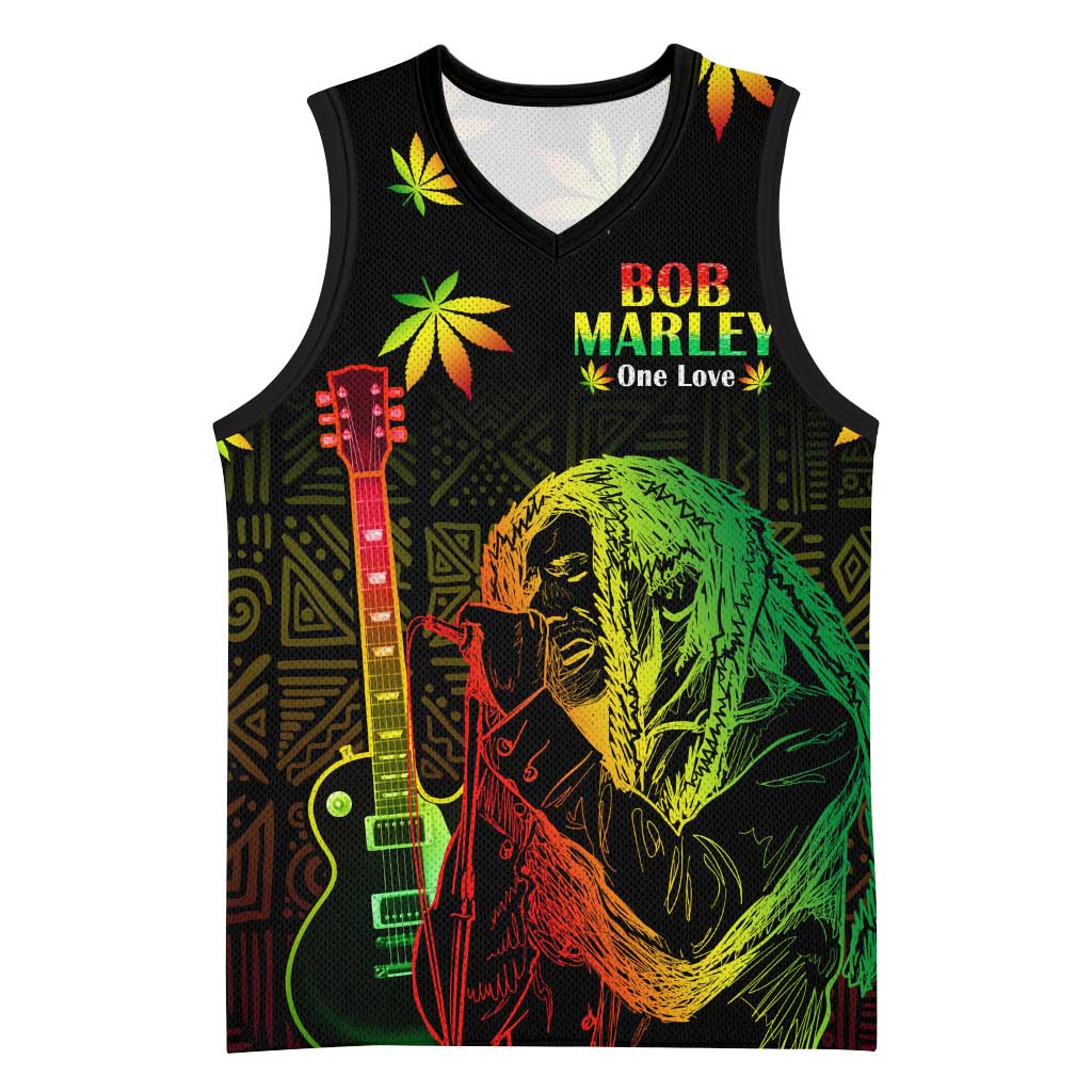 Afro Jamaica Legend Bob Day Basketball Jersey One Love Jamaican Reggae African Pattern - African Pride