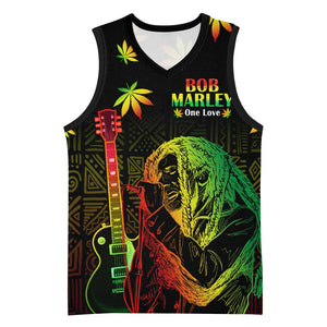Afro Jamaica Legend Bob Day Basketball Jersey One Love Jamaican Reggae African Pattern - African Pride