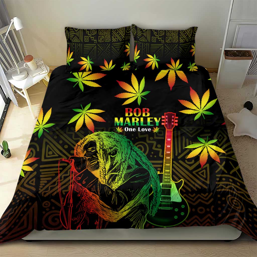 Afro Jamaica Legend Bob Day Bedding Set One Love Jamaican Reggae African Pattern