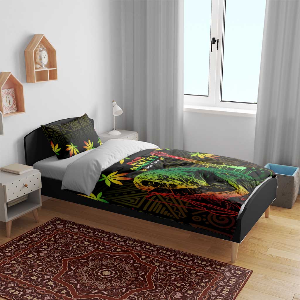 Afro Jamaica Legend Bob Day Bedding Set One Love Jamaican Reggae African Pattern