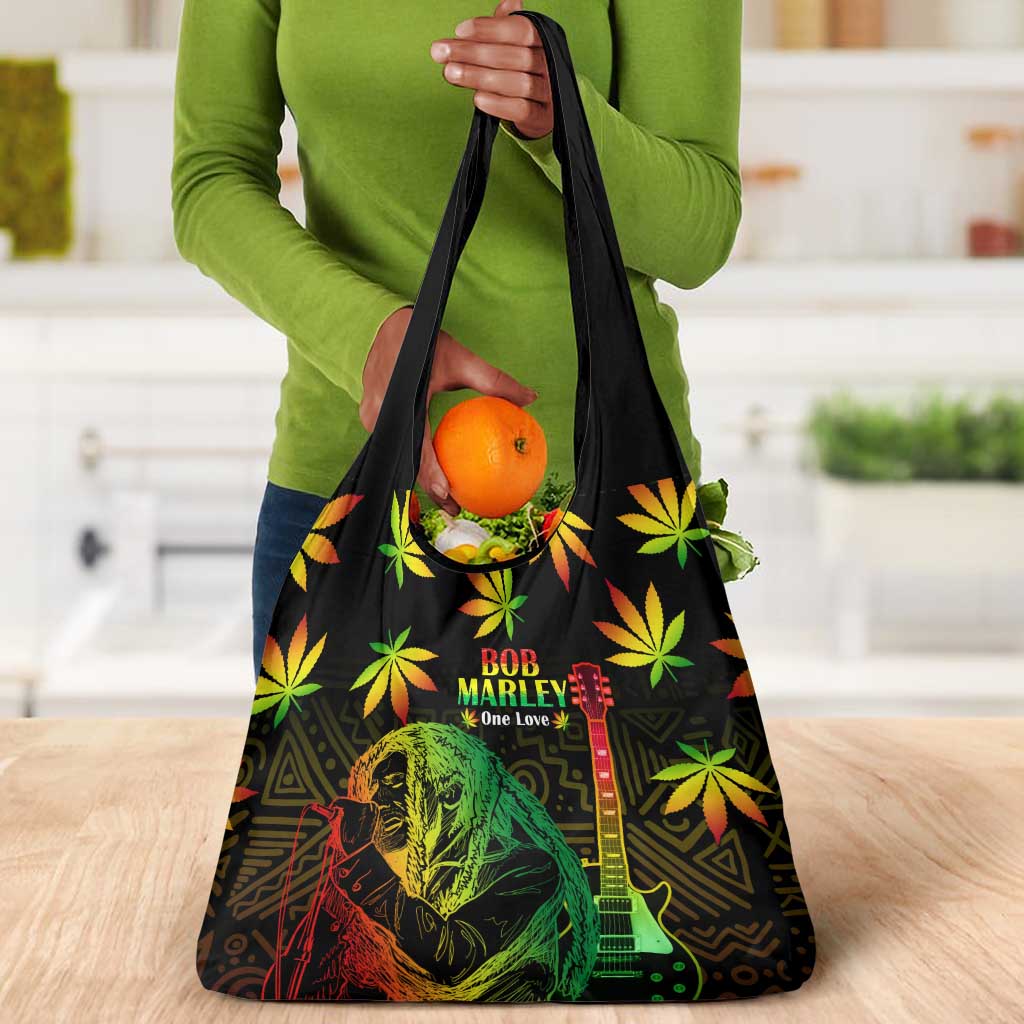 Afro Jamaica Legend Bob Day Grocery Bag One Love Jamaican Reggae African Pattern