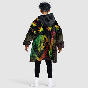 Afro Jamaica Legend Bob Day KId Wearable Blanket Hoodie One Love Jamaican Reggae African Pattern