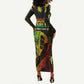 Afro Jamaica Legend Bob Day Long Sleeve Bodycon Dress One Love Jamaican Reggae African Pattern LT14