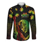 Afro Jamaica Legend Bob Day Long Sleeve Button Shirt One Love Jamaican Reggae African Pattern