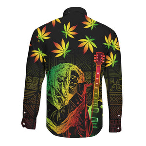 Afro Jamaica Legend Bob Day Long Sleeve Button Shirt One Love Jamaican Reggae African Pattern