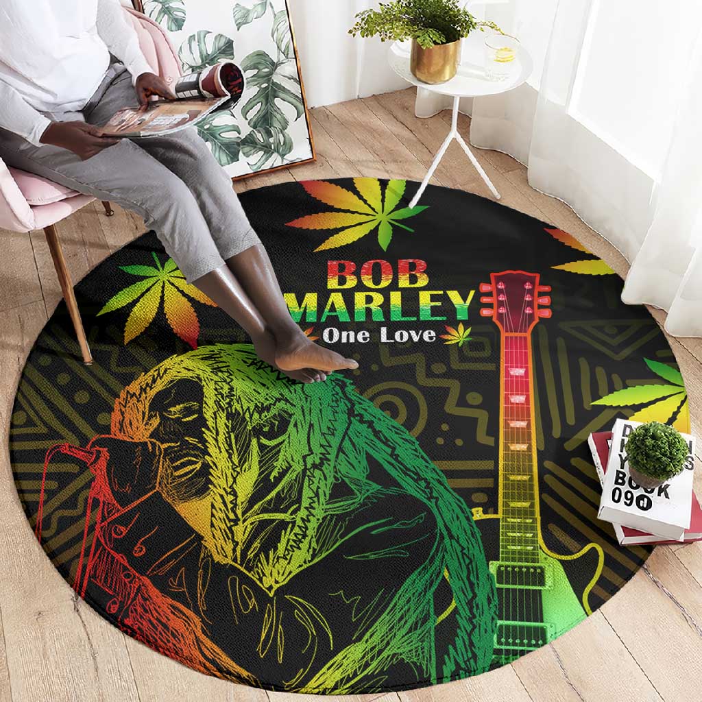 Afro Jamaica Legend Bob Day Round Carpet One Love Jamaican Reggae African Pattern