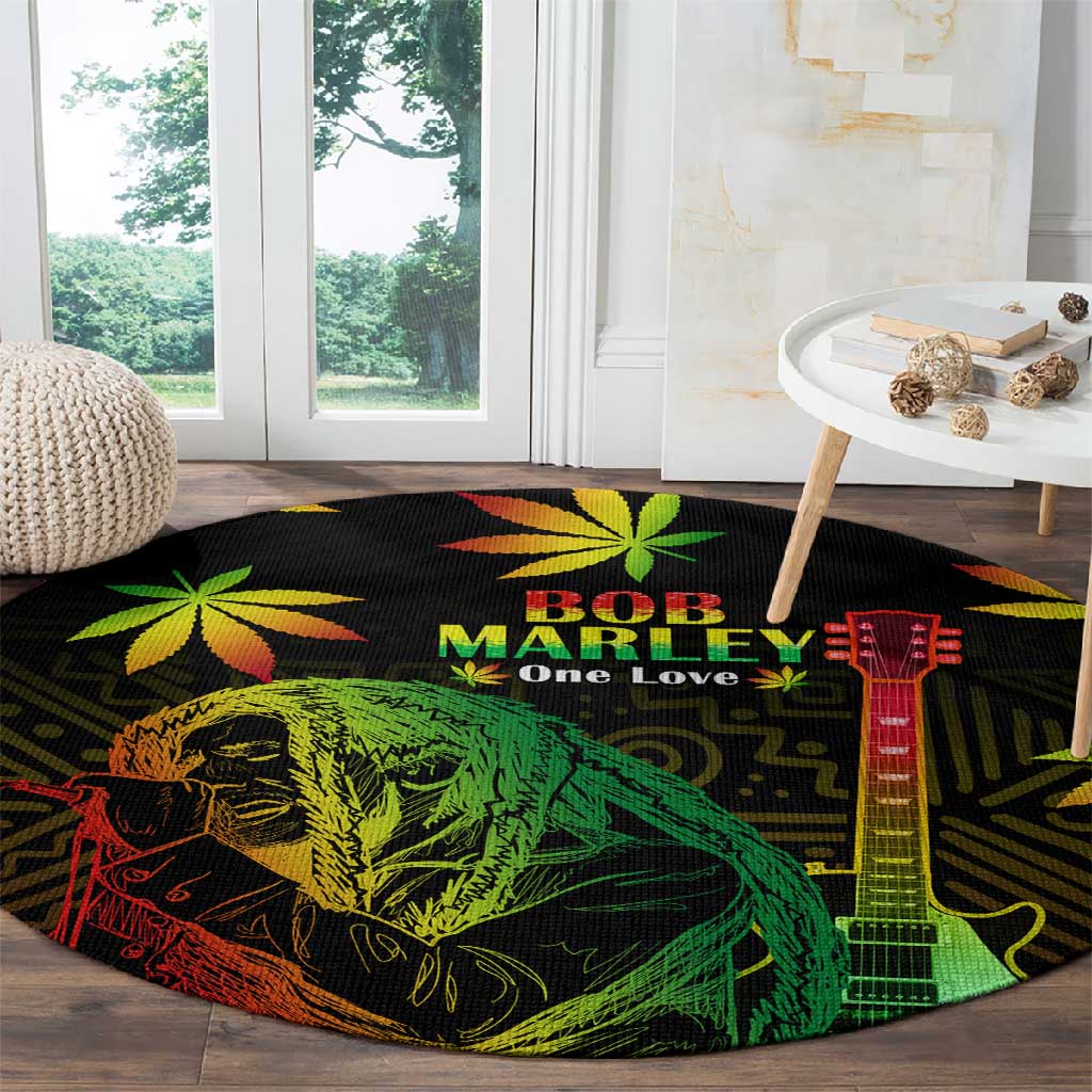 Afro Jamaica Legend Bob Day Round Carpet One Love Jamaican Reggae African Pattern