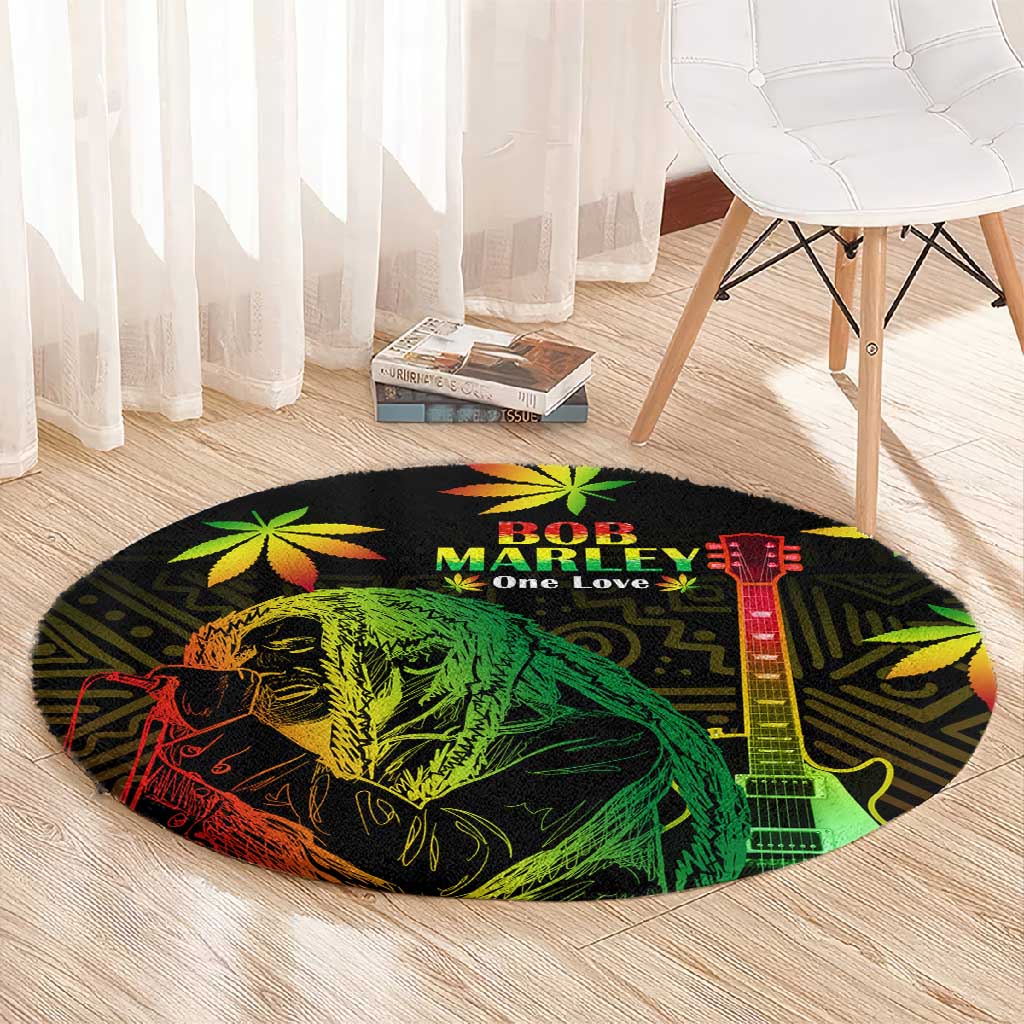 Afro Jamaica Legend Bob Day Round Carpet One Love Jamaican Reggae African Pattern