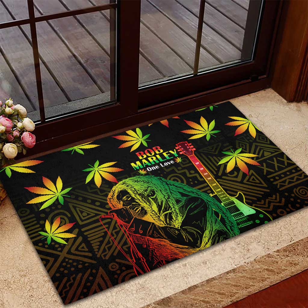 Afro Jamaica Legend Bob Day Rubber Doormat One Love Jamaican Reggae African Pattern