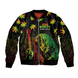 Afro Jamaica Legend Bob Day Sleeve Zip Bomber Jacket One Love Jamaican Reggae African Pattern