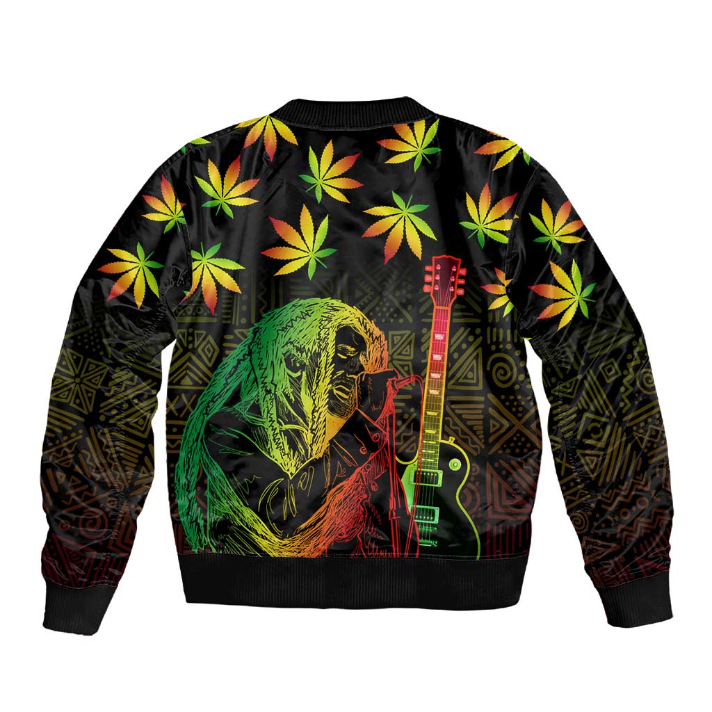 Afro Jamaica Legend Bob Day Sleeve Zip Bomber Jacket One Love Jamaican Reggae African Pattern